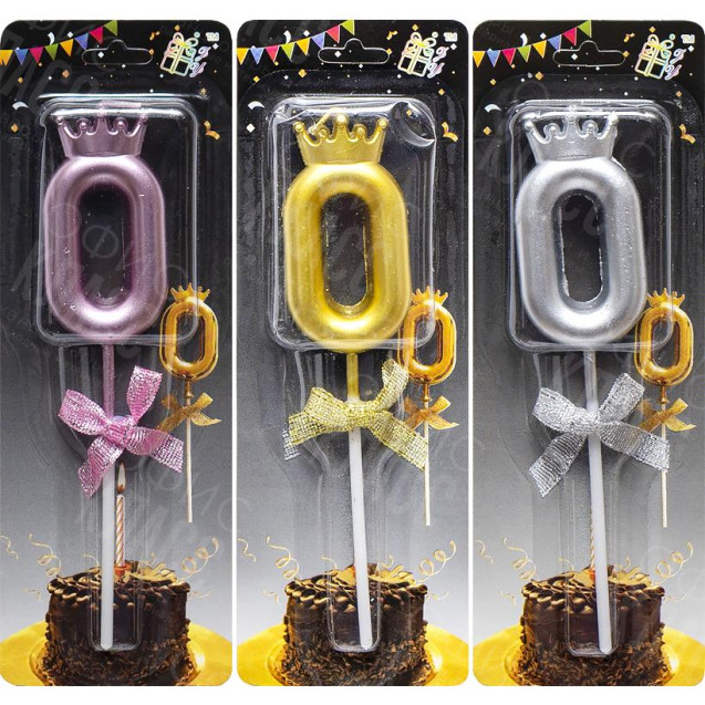 СВЕЧКА-ЦИФРА "0" С КОРОНОЙ JY-1064