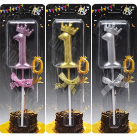 СВЕЧКА-ЦИФРА "1" С КОРОНОЙ JY-1064