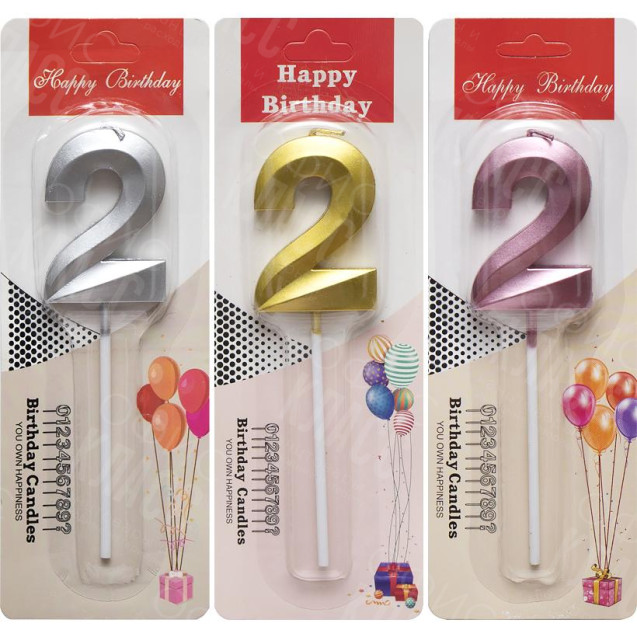 СВЕЧКА-ЦИФРА "2" МЕТАЛЛИК TL-1056