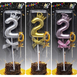 СВЕЧКА-ЦИФРА "2" С КОРОНОЙ JY-1064