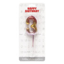 СВЕЧКА-ЦИФРА "3" МЕТАЛЛИК РАЗНОЦВЕТНАЯ JY-1065