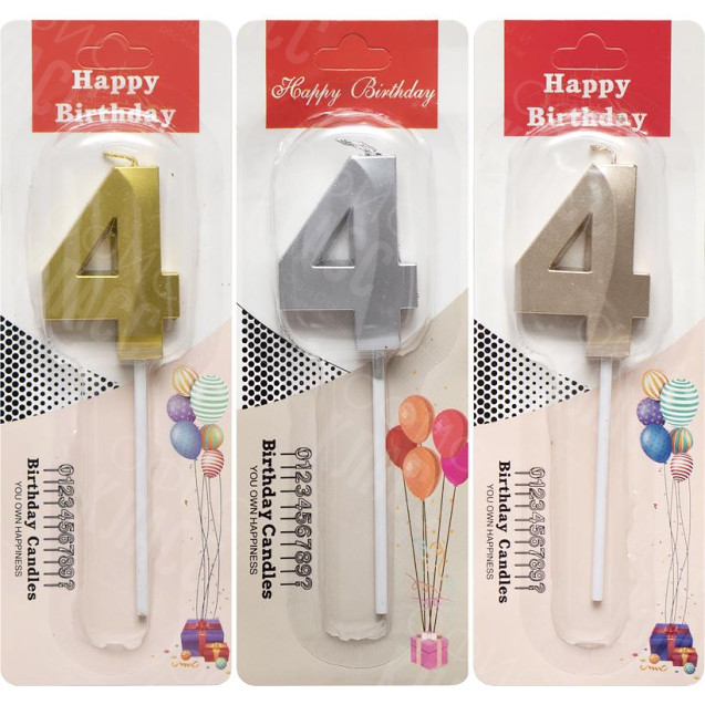 СВЕЧКА-ЦИФРА "4" МЕТАЛЛИК TL-1056