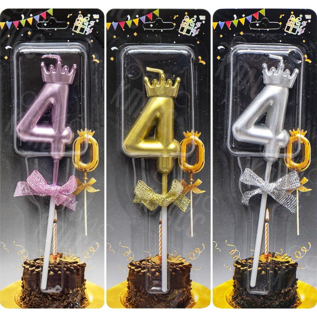 СВЕЧКА-ЦИФРА "4" С КОРОНОЙ JY-1064