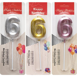 СВЕЧКА-ЦИФРА "6" МЕТАЛЛИК TL-1056