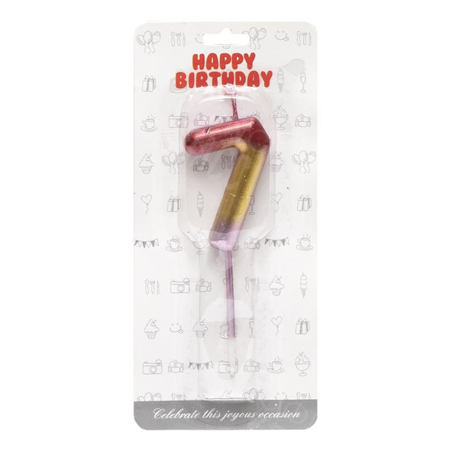 СВЕЧКА-ЦИФРА "7" МЕТАЛЛИК РАЗНОЦВЕТНАЯ JY-1065