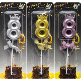 СВЕЧКА-ЦИФРА "8" С КОРОНОЙ JY-1064