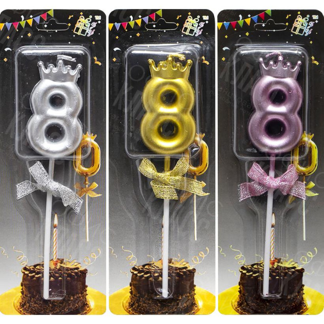СВЕЧКА-ЦИФРА "8" С КОРОНОЙ JY-1064