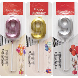 СВЕЧКА-ЦИФРА "9" МЕТАЛЛИК TL-1056