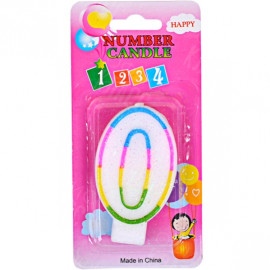 СВЕЧКА-ЦИФРА ЦВЕТНАЯ 10–109 С БЛЁСКАМИ «0»