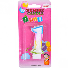 СВЕЧКА-ЦИФРА ЦВЕТНАЯ 10–110 С БЛЁСКАМИ «1»