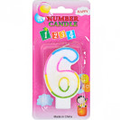 СВЕЧКА-ЦИФРА ЦВЕТНАЯ 10–115 С БЛЁСКАМИ «6»