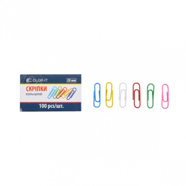 СКРЕПКИ МЕТАЛЛ 28  ММ ЦВЕТНАЯ «С»