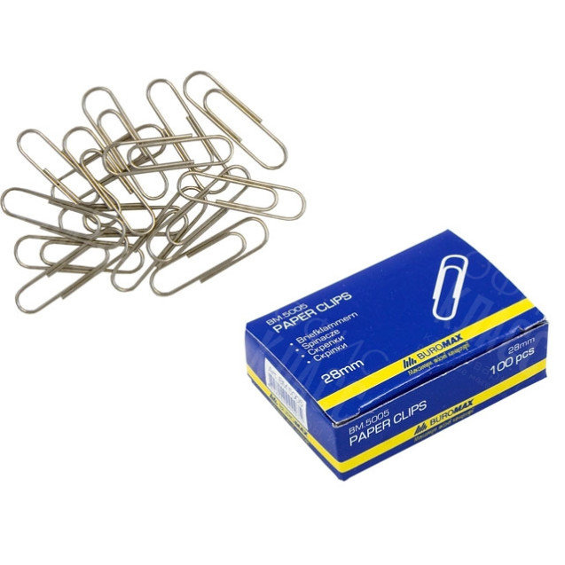 СКРЕПКИ 28ММ BUROMAX 5005 100 ШТ КРУГЛЫЕ НИКЕЛИРОВАННЫЕ