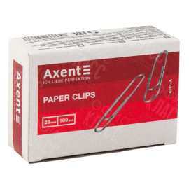 СКРЕПКИ ПРЯМЫЕ НИКЕЛИРОВАННЫЕ AXENT 4101-A, 28 ММ, 100 ШТУК