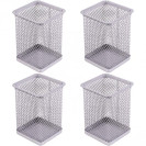 СТАКАН ДЛЯ РУЧЕК МЕТАЛЛИЧЕСКИЙ "КВАДРАТНЫЙ" 804 СЕРЕБРО 8Х8Х9,5 СМ