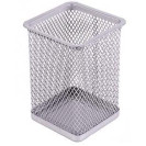 СТАКАН ДЛЯ РУЧЕК МЕТАЛЛИЧЕСКИЙ "КВАДРАТНЫЙ" 804 СЕРЕБРО 8Х8Х9,5 СМ