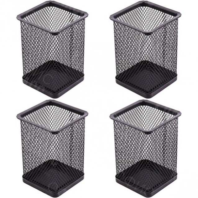 СТАКАН ДЛЯ РУЧЕК МЕТАЛЛИЧЕСКИЙ "КВАДРАТНЫЙ" 804 ЧЕРНЫЙ, 8Х8Х9,5 СМ