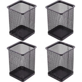 СТАКАН ДЛЯ РУЧЕК МЕТАЛЛИЧЕСКИЙ "КВАДРАТНЫЙ" 804 ЧЕРНЫЙ, 8Х8Х9,5 СМ