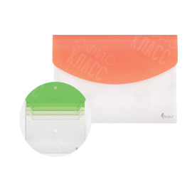 ТЕЛЕСКОПИЧЕСКАЯ ПАПКА C 4 ОТДЕЛАМИ A4, ОРАНЖЕВАЯ/БЕЛАЯ