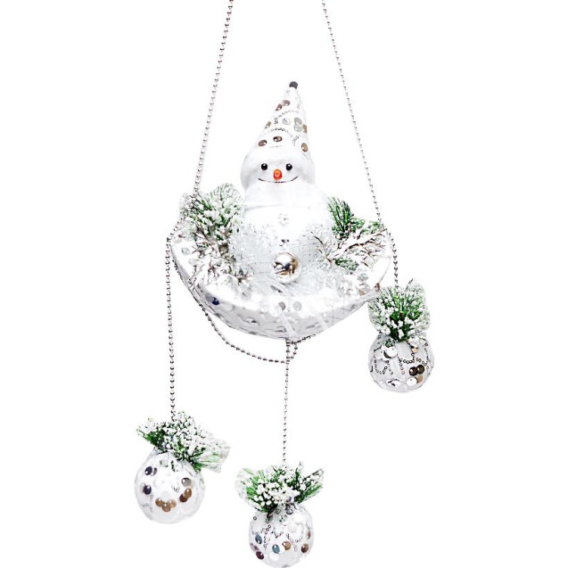 УКРАШЕНИЕ ДЕКОР "СНЕГОВИК С УКРАШЕНИЕМ" 20*22СМ B