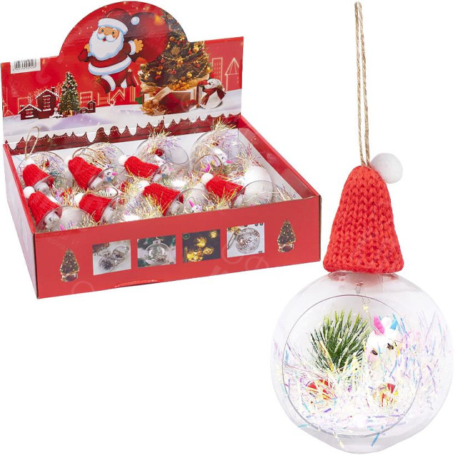 УКРАШЕНИЕ-ИГРУШКА ЕЛОЧНАЯ "ШАР" 8СМ С ПОДСВЕТКОЙ LED ЛЕНТА , МУЛЬТИКОЛОР HL23X-003