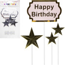 УКРАШЕНИЯ - ТОППЕР ДЛЯ ТОРТА HAPPY BIRTHDAY ЗВЕЗДЫ 87-6