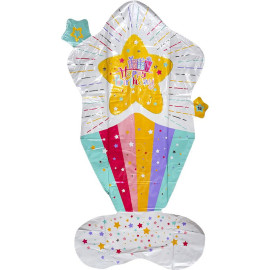 ШАРИК ФОЛЬГИРОВАННЫЙ НАПОЛЬНЫЙ "HAPPY BIRTHDAY" 130*70 СМ FL-001