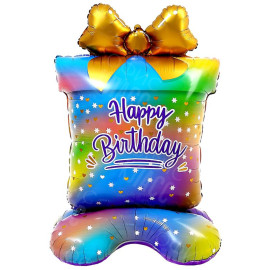 ШАРИК ФОЛЬГИРОВАННЫЙ НАПОЛЬНЫЙ "HAPPY BIRTHDAY" 130*70 СМ FL-002