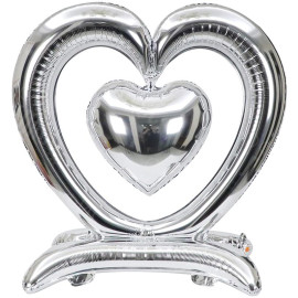 ШАРИК ФОЛЬГИРОВАННЫЙ НАПОЛЬНЫЙ "СЕРДЦЕ" СЕРЕБРО 100*90 СМ FL-008