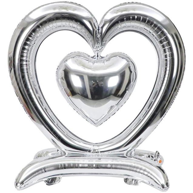 ШАРИК ФОЛЬГИРОВАННЫЙ НАПОЛЬНЫЙ "СЕРДЦЕ" СЕРЕБРО 100*90 СМ FL-008