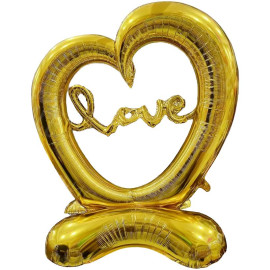 ШАРИК ФОЛЬГИРОВАННЫЙ НАПОЛЬНЫЙ СЕРДЦЕ ЗОЛОТО "LOVE" 140*110СМ FL-013