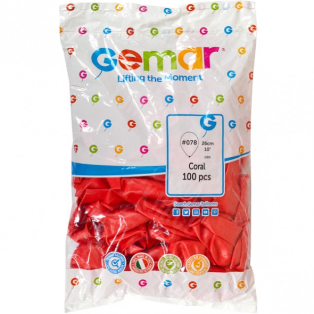 ШАРИКИ 10" ПАСТЕЛЬ «КОРАЛЛОВЫЙ» 100ШТ/УП