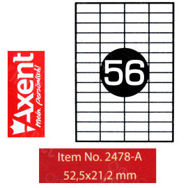 ЭТИКЕТКА САМОКЛЕЯЩАЯ 56ШТ 52,5ММ*21,2ММ AXENT 2478