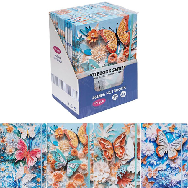 БЛОКНОТ А4 НА РЕЗИНКЕ 29,5*21СМ 80Л. ТВЕРДЫЙ ПЕРЕПЛЕТ 8800-7 КЛЕТКА