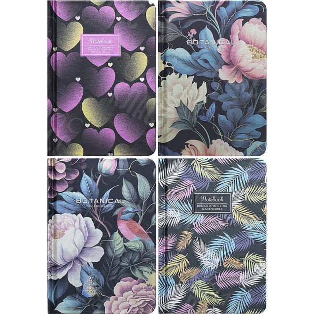 БЛОКНОТ А5 "МАНДАРИН" 64Л. ТВ. ОБЛ., КЛЕТКА 60Г/М2, МЕТАЛ. ФОЛЬГА 9552/-53/-54/-55