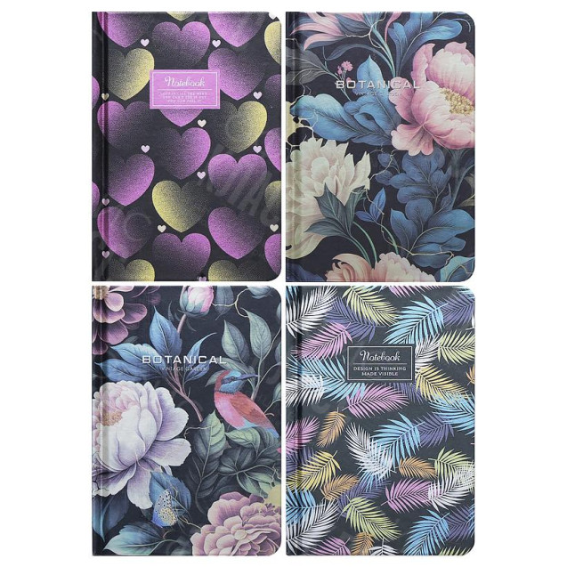 БЛОКНОТ А6 "МАНДАРИН" 64Л. ТВ. ОБЛ., КЛЕТКА 60Г/М2, МЕТАЛ. ФОЛЬГА 9548/-49/-50/-51