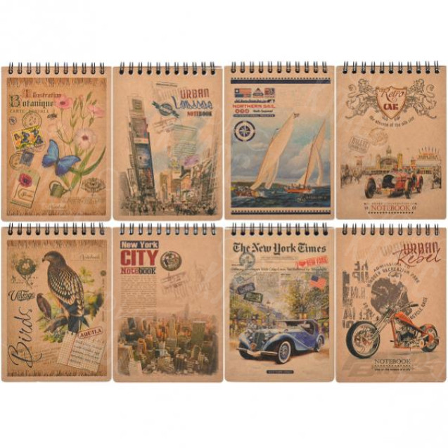 БЛОКНОТ А6 80 ЛИСТОВ КЛЕТКА "KRAFT" СПИРАЛЬ