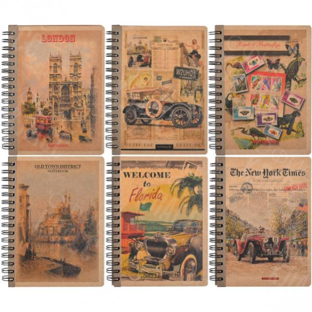 БЛОКНОТ А6 80 ЛИСТОВ КЛЕТКА "KRAFT" СПИРАЛЬ