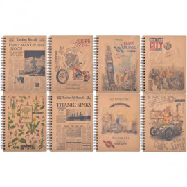 БЛОКНОТ В6 96 ЛИСТОВ КЛЕТКА "KRAFT" СПИРАЛЬ