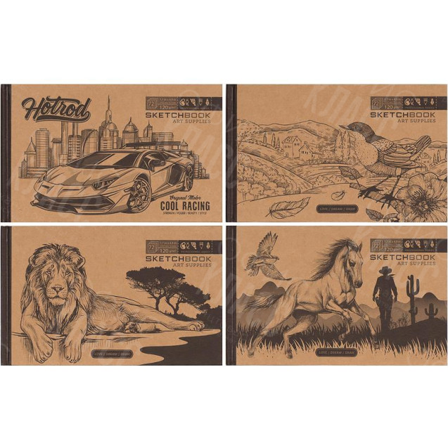 БЛОКНОТ СКЕТЧБУК "МАНДАРИН КРАФТ" 214474 7БЦ ТВ. ОБЛ. 36 Л. 197Х124ММ БК031/01-04