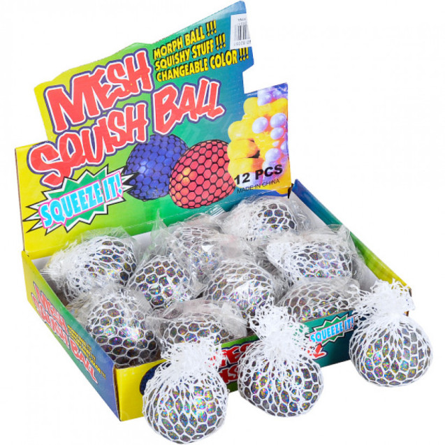 ИГРУШКА АНТИСТРЕСС "ЛИЗУН" СЕТКА ГЛИТТЕР 11-122