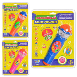 МИКРОФОН 7043  6 МЕЛОДИЙ, ПЕСНЯ, АЛФАВИТ, НА БАТ-КЕ, В СЛЮДЕ, 26-19СМ