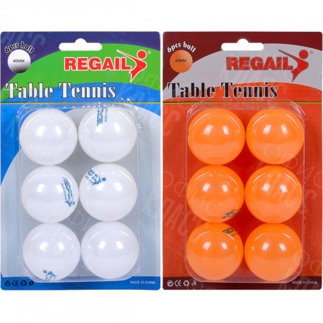 НАБОР МЯЧЕЙ ДЛЯ НАСТОЛЬНОГО ТЕННИСА ЖЕЛЫЙ-БЕЛЫЙ, 6ШТ 14-158