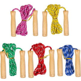 СКАКАЛКА ЦВЕТНАЯ ТКАНЕВАЯ ДЛИНА 2,5М ДЕРЕВО D6ММ 14-125