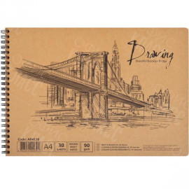 АЛЬБОМ 30 ЛИСТОВ А4 "KRAFT" 96Г/М², ВНУТРЕННИЙ БЛОК БУМАГА - CRAFT СПИРАЛЬ