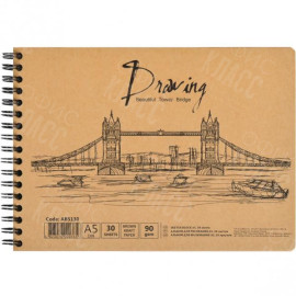 АЛЬБОМ 30 ЛИСТОВ А5 "KRAFT" 96Г/М², ВНУТРЕННИЙ БЛОК БУМАГА - CRAFT СПИРАЛЬ