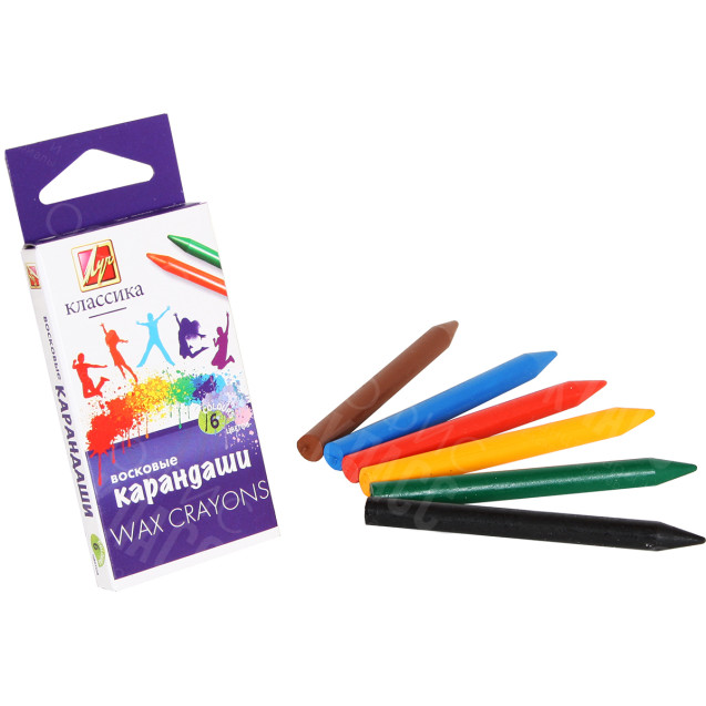 КАРАНДАШИ  6 ЦВЕТОВ НАБОР ВОСКОВЫЕ КЛАССИКА 12С 860-08 ЛУЧ