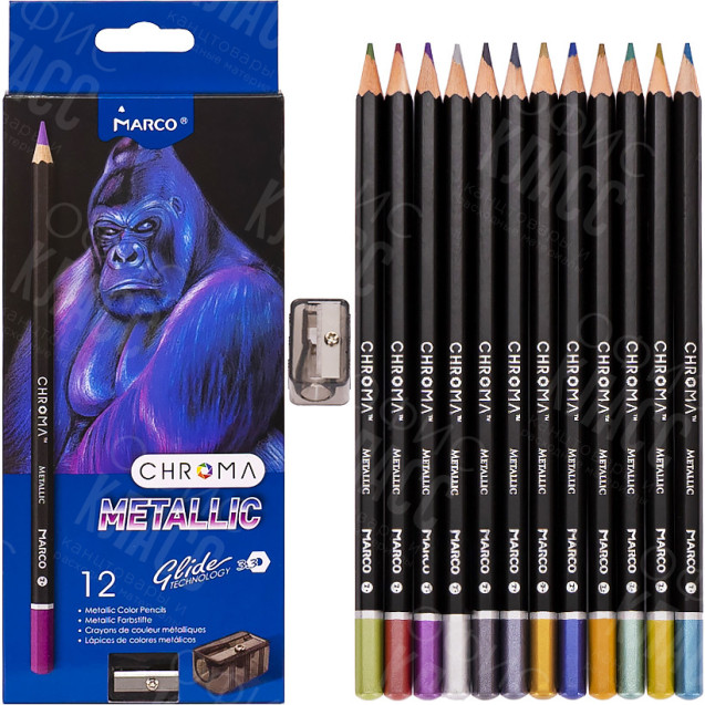 КАРАНДАШИ 12 ЦВЕТОВ НАБОР  1033/12 +ТОЧИЛКА MARCO