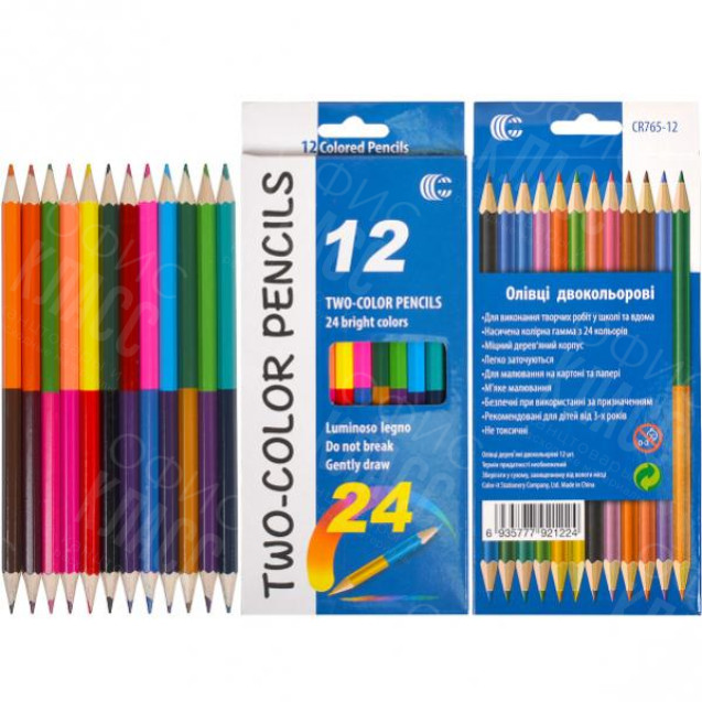КАРАНДАШИ 12/24 ЦВЕТОВ НАБОР TWO COLOR "С"