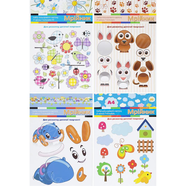КАРТОН ЦВЕТНОЙ А4 "МРІЙНИИК" 21ЛИСТ (7 ЦВЕТОВ) ТМ ТЕТРАДА ТЕ255